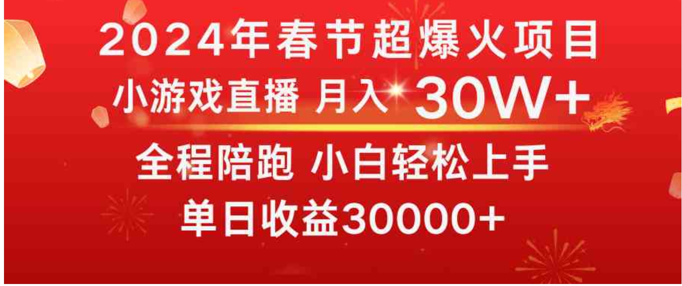 龙年2024过年期间，最爆火的项目 抓住机会 普通小白如何逆袭一个月收益30W+-海南千川网络科技