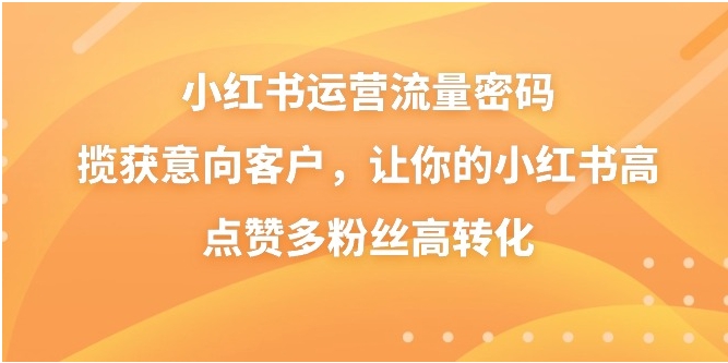 小红书运营流量密码，揽获意向客户，让你的小红书高点赞多粉丝高转化-海南千川网络科技