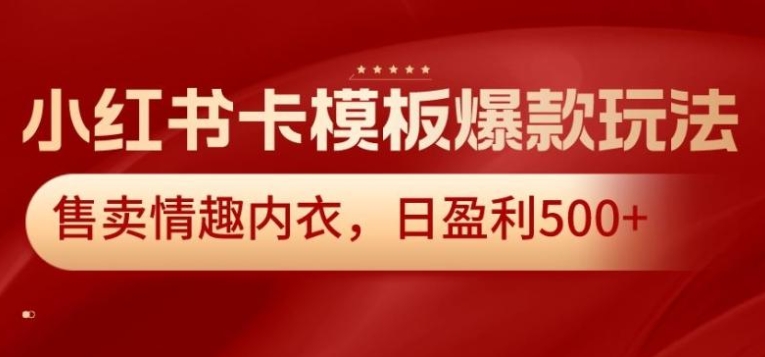 小红书卡模板爆款玩法，售卖情趣内衣，日盈利500+【揭秘】-海南千川网络科技