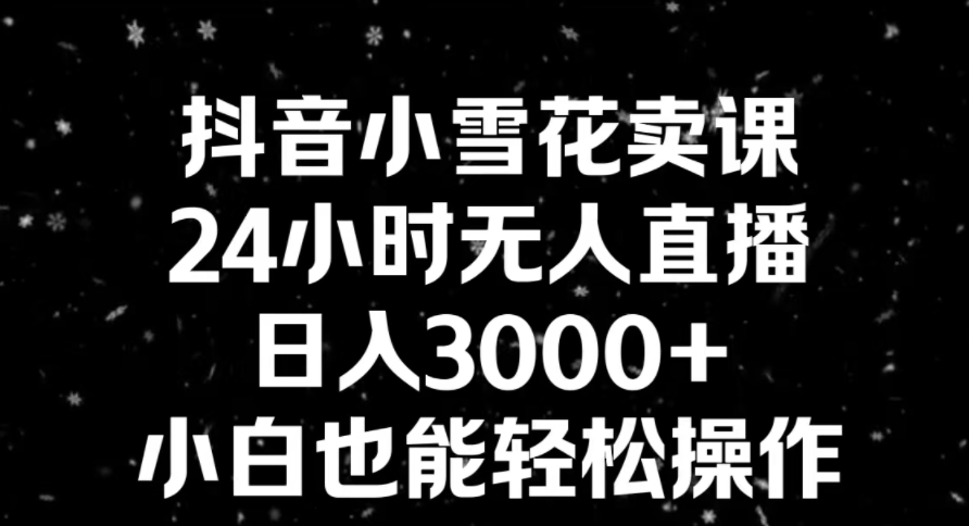 抖音小雪花卖课，24小时无人直播，日入3000+，小白也能轻松操作-海南千川网络科技