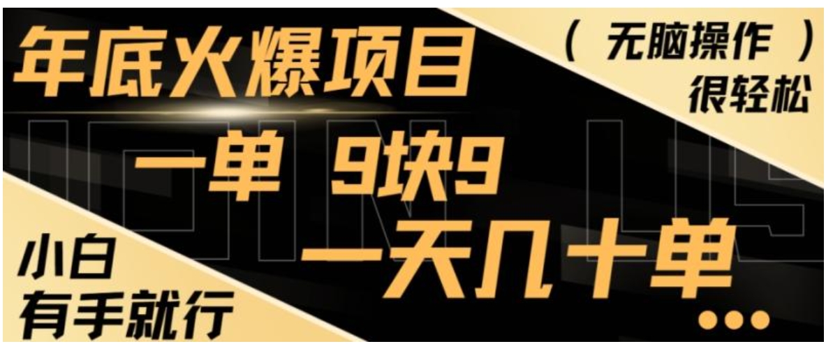 年底火爆项目，一单9.9，一天几十单，只需一部手机，傻瓜式操作，小白有手就行-海南千川网络科技