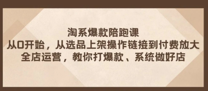 淘系爆款陪跑课 从选品上架操作链接到付费放大 全店运营 打爆款 系统做好店-海南千川网络科技