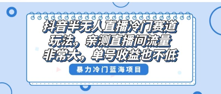 抖音半无人直播冷门赛道玩法，直播间流量非常大，单号收益也不低！-海南千川网络科技