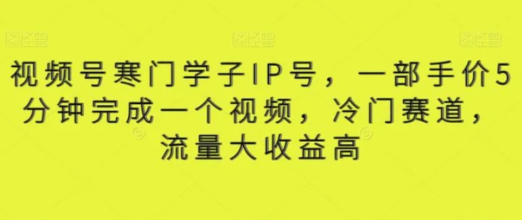 视频号寒门学子IP号，一部手价5分钟完成一个视频，冷门赛道，流量大收益高【揭秘】-海南千川网络科技