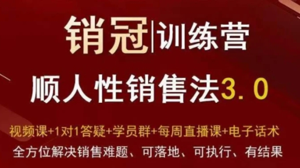 爆款！销冠训练营3.0之顺人性销售法，全方位解决销售难题、可落地、可执行、有结果-海南千川网络科技