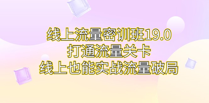 线上流量密训班19.0，打通流量关卡，线上也能实战流量破局-海纳网创学院