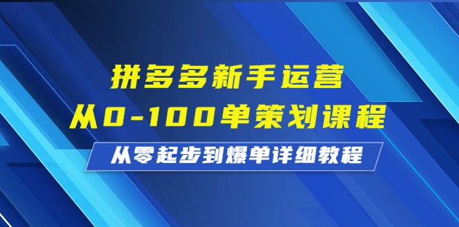 拼多多新手运营从0-100单策划课程，从零起步到爆单详细教程-海南千川网络科技