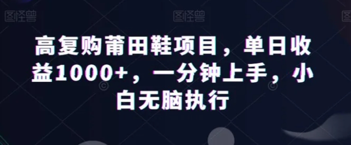 高复购莆田鞋项目，单日收益1000+，一分钟上手，小白无脑执行-海南千川网络科技