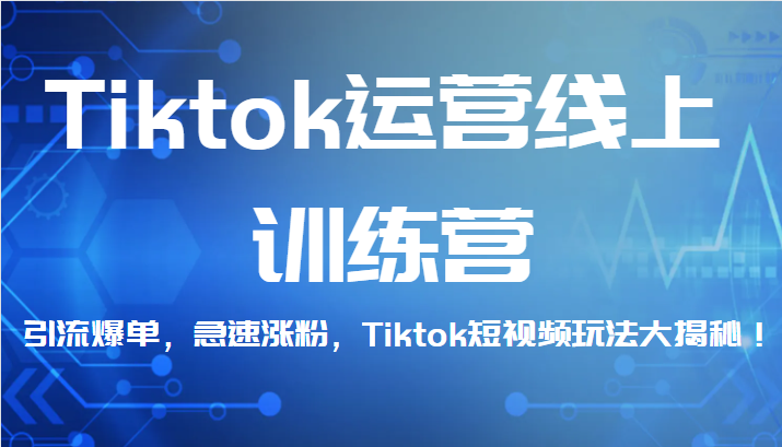 Tiktok运营线上训练营，引流爆单，急速涨粉，Tiktok短视频玩法大揭秘！-海南千川网络科技