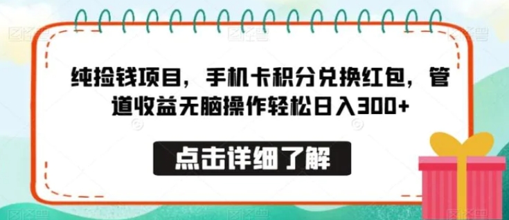 纯捡钱项目，手机卡积分兑换红包，管道收益无脑操作轻松日入300+-海南千川网络科技