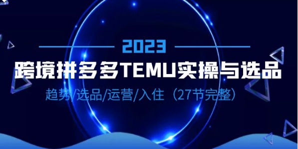 2023跨境·拼多多·TEMU实操与选品，趋势·选品·运营·入住-海纳网创学院