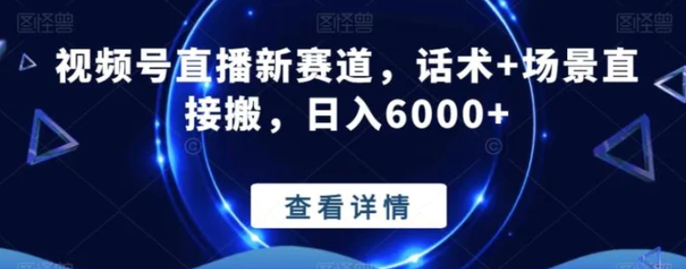 视频号直播新赛道，话术+场景直接搬，日入6000+-海南千川网络科技