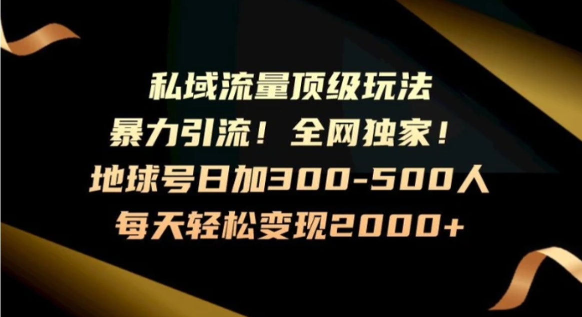 暴力引流，全网独家，地球号日加300-500人，私域流量顶级玩法，每天轻松变现2000+-海南千川网络科技