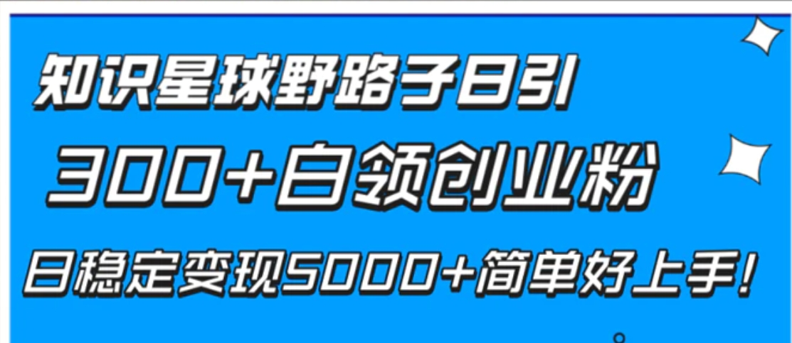 知识星球野路子日引300+白领创业粉，日稳定变现5000+简单好上手！-海南千川网络科技