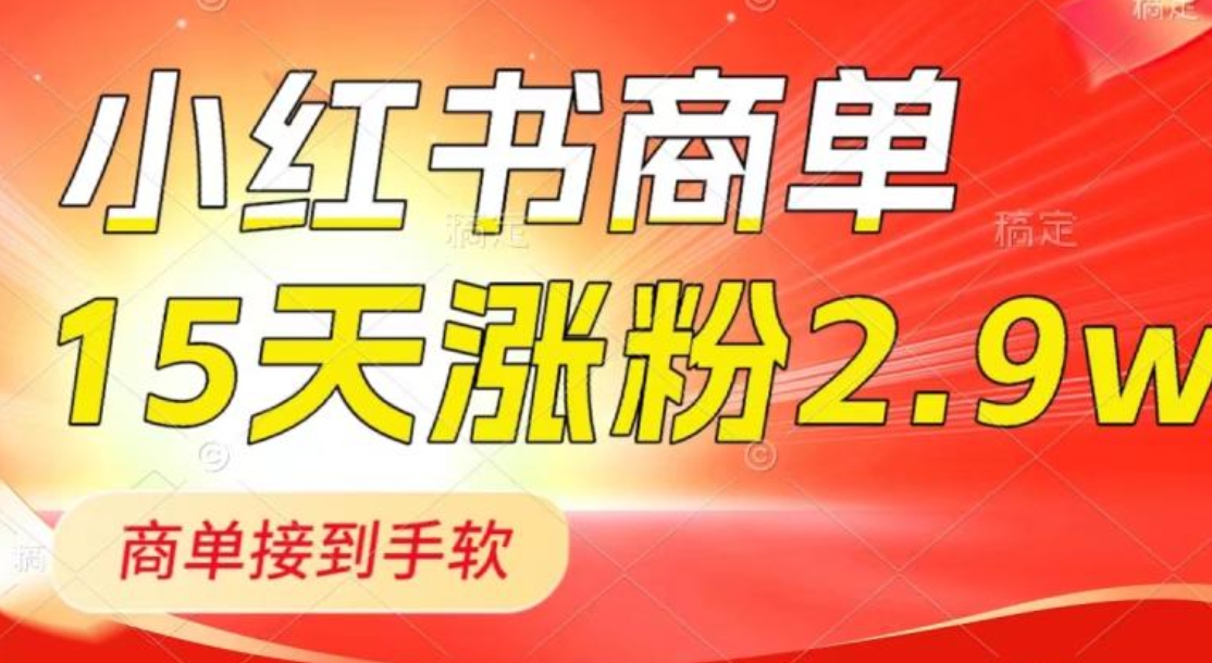 小红书商单最新玩法，新号15天2.9w粉，商单接到手软，1分钟一篇笔记-海南千川网络科技