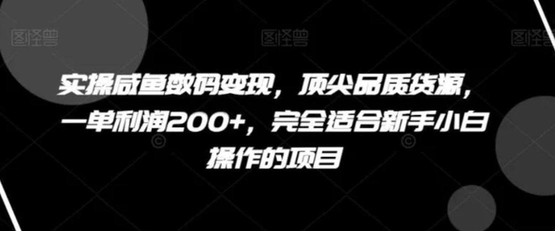 实操咸鱼数码变现，顶尖品质货源，一单利润200+，完全适合新手小白操作的项目【揭秘】-海纳网创学院