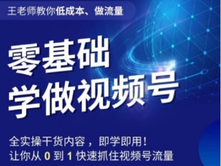 王老师教你低成本、做流量，零基础学做视频号，0-1快速抓住视频号流量-海南千川网络科技