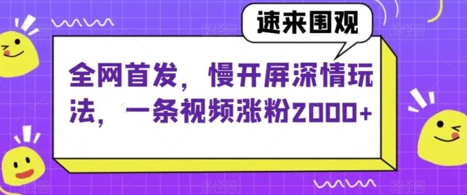 全网首发，慢开屏深情玩法，一条视频涨粉2000+【揭秘】-海南千川网络科技