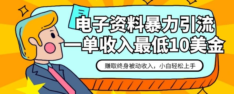 电子资料暴力引流，一单最低10美金，赚取终身被动收入，保姆级教程-海南千川网络科技