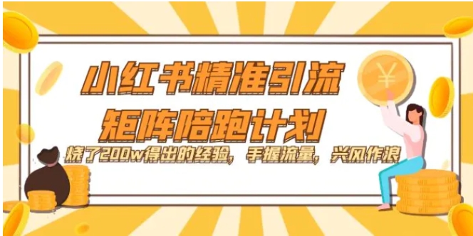 小红书精准引流·矩阵陪跑计划：烧了200w得出的经验，手握流量，兴风作浪！-海南千川网络科技