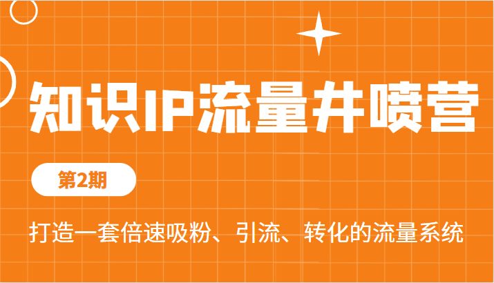 知识IP流量井喷营第2期，打造一套倍速吸粉、引流、转化的流量系统-海纳网创学院