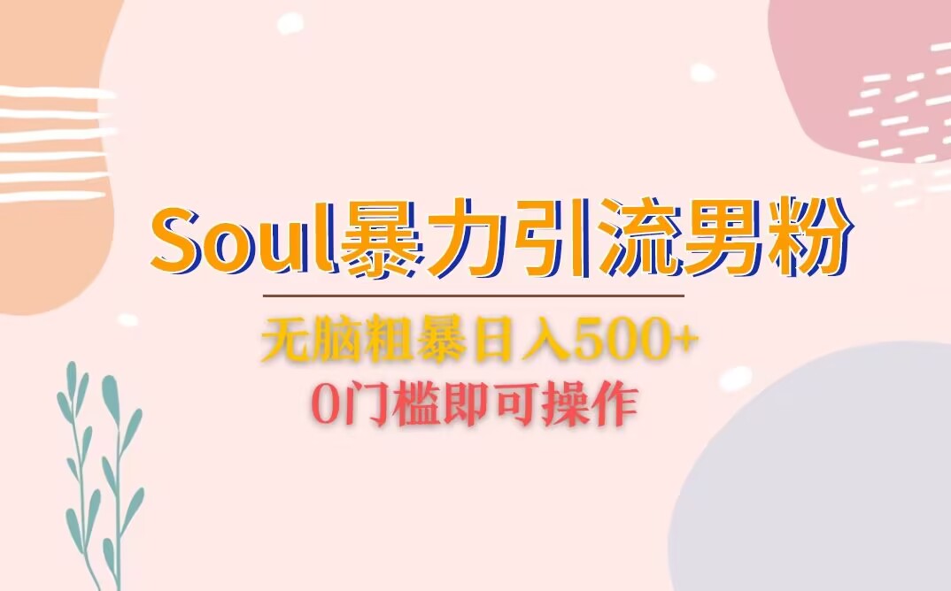 Soul暴力引流男粉玩法，无脑粗暴日入500＋，0门槛即可操作-海南千川网络科技