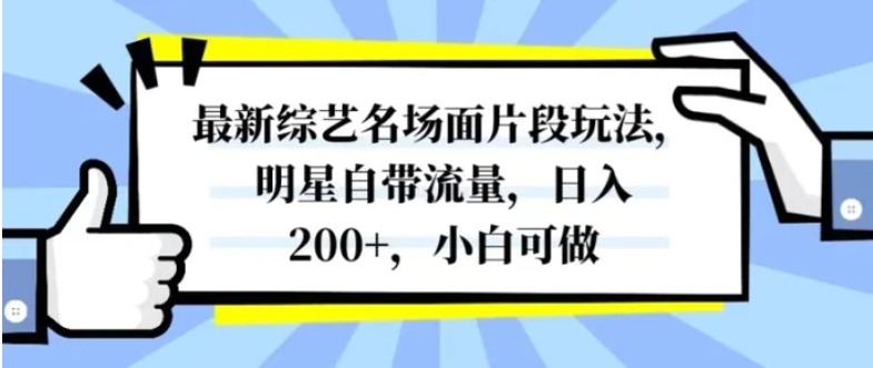 最新综艺名场面片段玩法，明星自带流量，日入200+，小白可做-海南千川网络科技