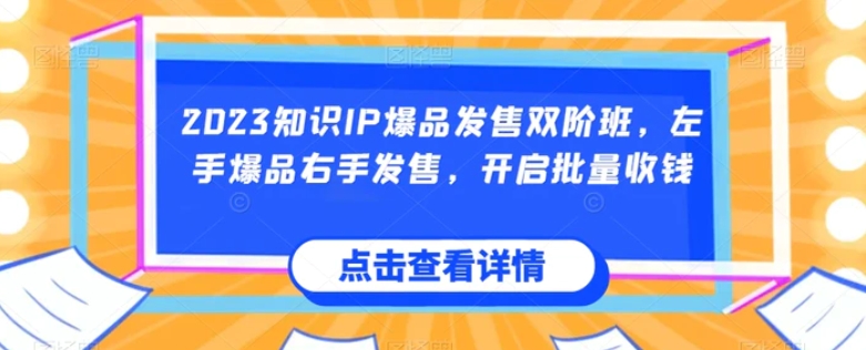 2023知识IP爆品发售双阶班，左手爆品右手发售，开启批量收钱-海南千川网络科技