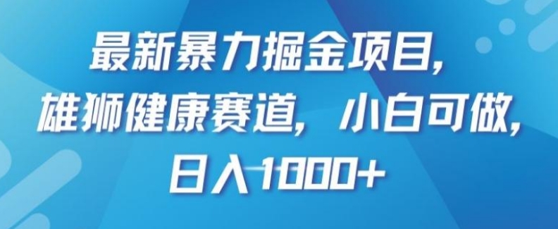 最新暴力掘金项目，雄狮健康赛道，小白可做，日入1000+【揭秘】-海南千川网络科技