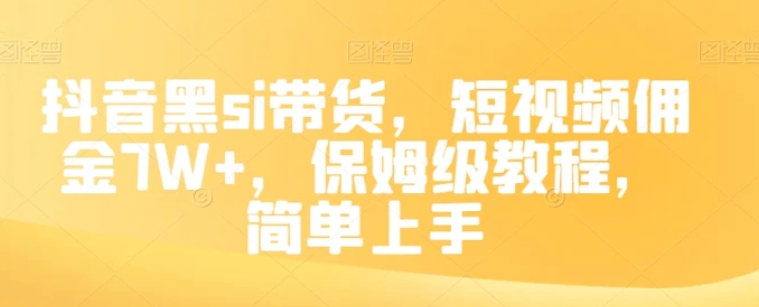 抖音黑si带货，短视频佣金7W+，保姆级教程，简单上手【揭秘】-海南千川网络科技