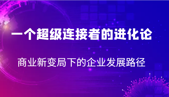 一个超级连接者的进化论 商业新变局下的企业发展路径-海纳网创学院