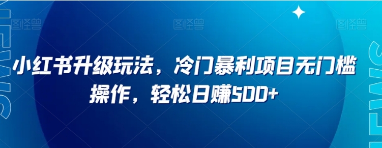 小红书升级玩法，冷门暴利项目无门槛操作，轻松日赚500+【揭秘】-海南千川网络科技