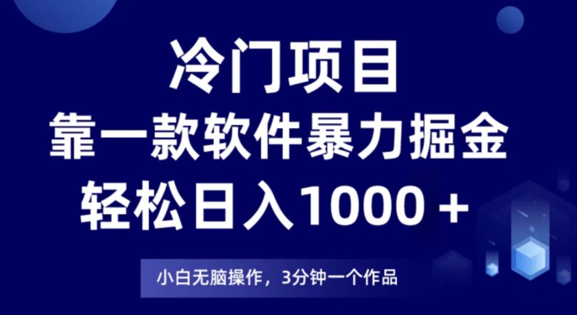 冷门项目靠一款软件，暴力掘金日入1000＋，小白轻松上手-海南千川网络科技