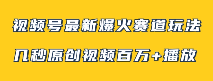 视频号最新爆火赛道玩法，几秒视频可达百万播放，小白即可操作-海南千川网络科技