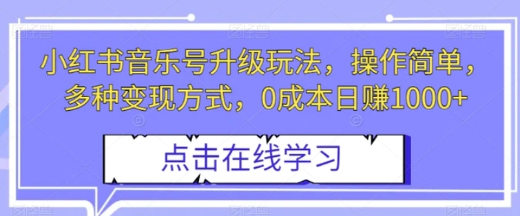 小红书音乐号升级玩法，操作简单，多种变现方式，0成本日赚1000+【揭秘】-海南千川网络科技