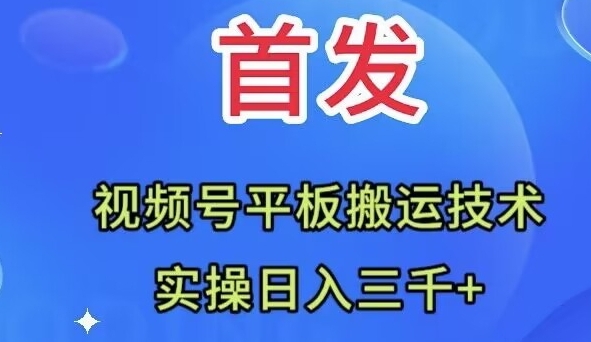 全网首发：视频号平板搬运技术，实操日入三千＋-海南千川网络科技