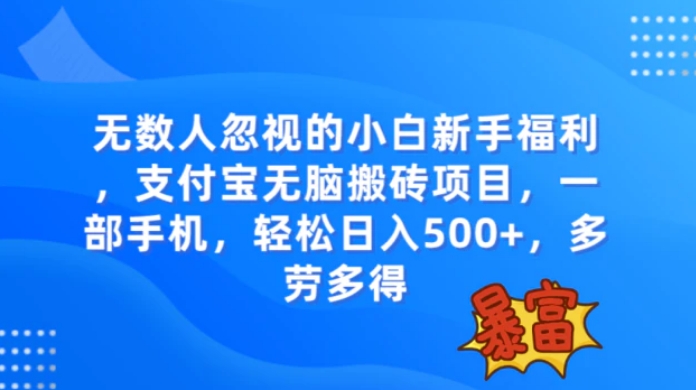 无数人忽视的项目，支付宝无脑搬砖项目，一部手机即可操作，轻松日入500+-海南千川网络科技