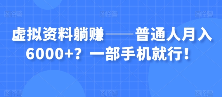 虚拟资料躺赚——普通人月入6000+？一部手机就行！-海纳网创学院