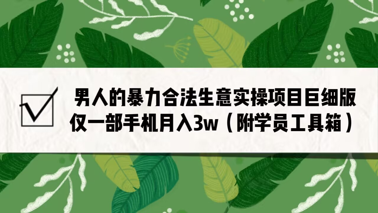 男人的暴力合法生意实操项目巨细版：仅一部手机月入3w-海南千川网络科技