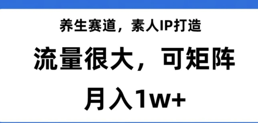 养生赛道，素人IP打造，流量很大，可矩阵，月入1w+【揭秘】-海南千川网络科技