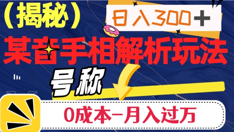 日入300+的，抖音手相解析玩法，号称0成本月入过万-海南千川网络科技