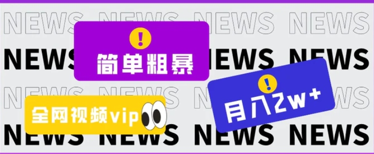 简单粗暴零成本，高回报，全网视频VIP掘金项目，月入2万＋-海南千川网络科技