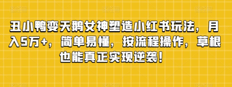 丑小鸭变天鹅女神塑造小红书玩法，月入5万+，简单易懂，按流程操作，草根也能真正实现逆袭！-海南千川网络科技