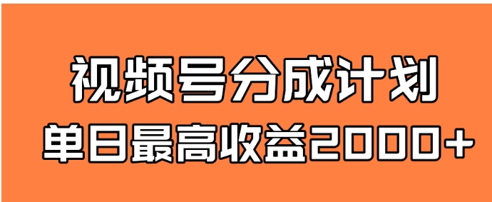 全新蓝海 视频号掘金计划 日入2000+-海南千川网络科技