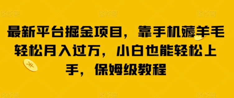 最新平台掘金项目，靠手机薅羊毛轻松月入过万，小白也能轻松上手，保姆级教程【揭秘】-海南千川网络科技