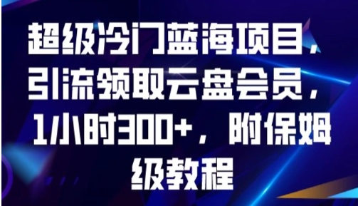 超级冷门蓝海项目，引流领取云盘会员，1小时300+，附保姆级教程-海南千川网络科技