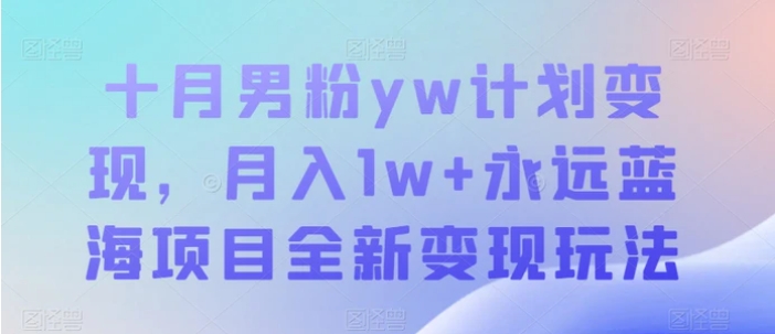 十月男粉yw计划变现，月入1w+永远蓝海项目全新变现玩法【揭秘】-海南千川网络科技