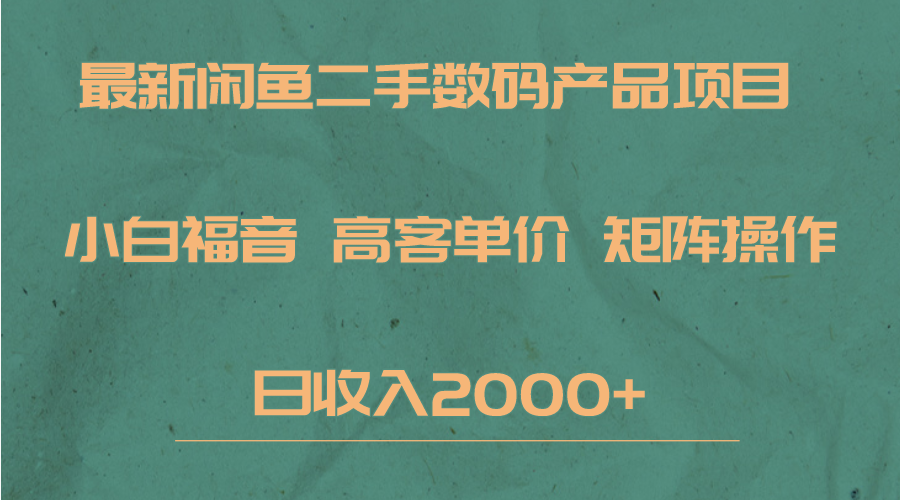 最新闲鱼二手数码赛道，小白福音，高客单价，矩阵操作，日收入2000+-海纳网创学院