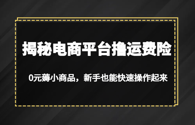 揭秘电商平台撸运费险，0元薅小商品，新手也能快速操作起来-海南千川网络科技