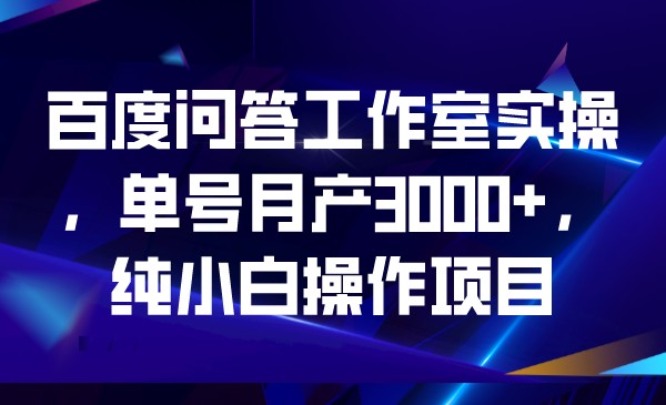 百度问答工作室实操，单号月产3000+，纯小白操作项目-海南千川网络科技